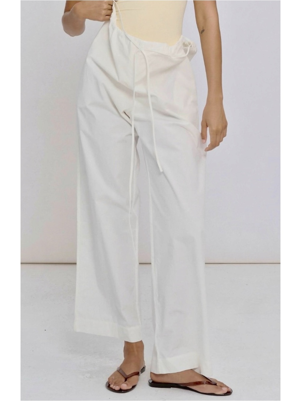 NU SWIM Rego Pants - White Organic Cotton Loose Fit Versatile Straight Leg Pants